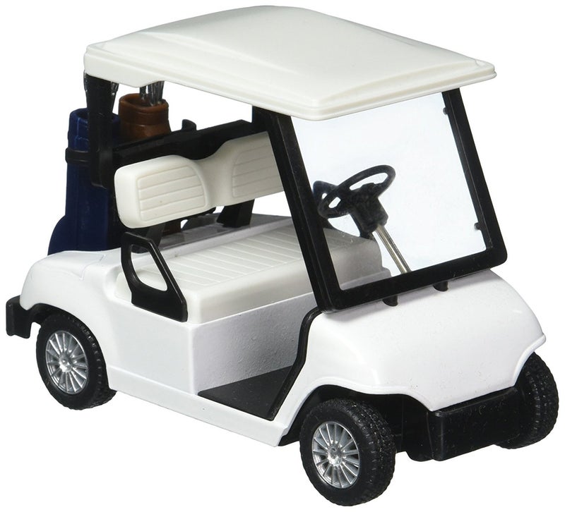 KinsFun White No Decal Golf Cart 4"" Die Cast Metal Model Pullback Action Toy Car - Image 1